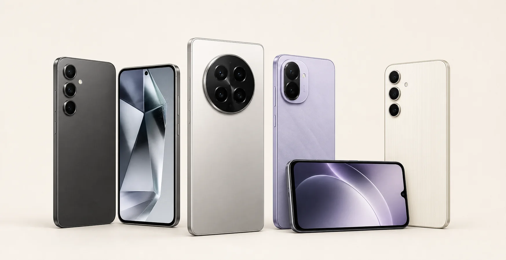 A curated range of modern Android smartphones in varied finishes